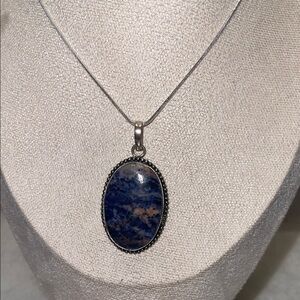 Elegant Silver chain and Blue sunset sodalite stone Pendant Necklace